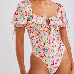 For Love And Lemons Multicolor Floral Bodysuit